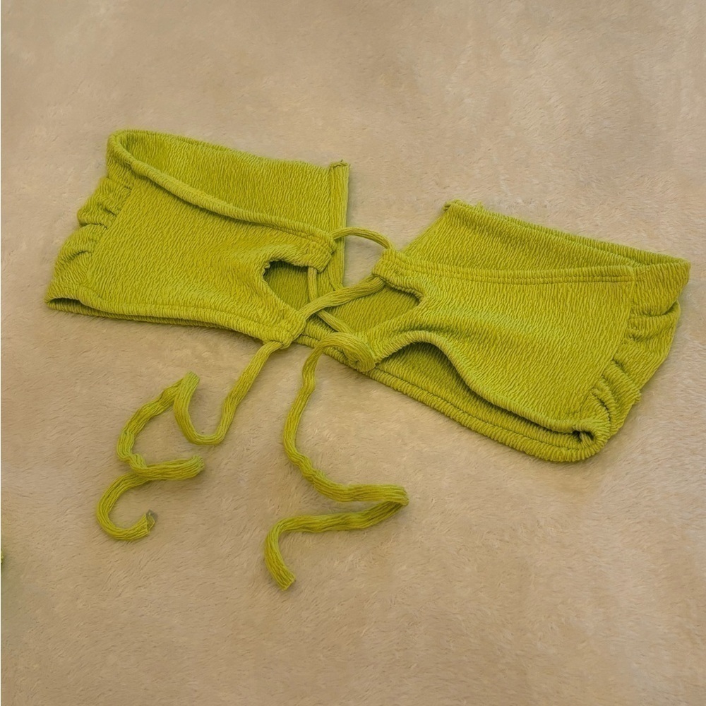 SHEIN GREEN RIBBED BIKINI SET SZ MEDIUM - Picture 4 of 5